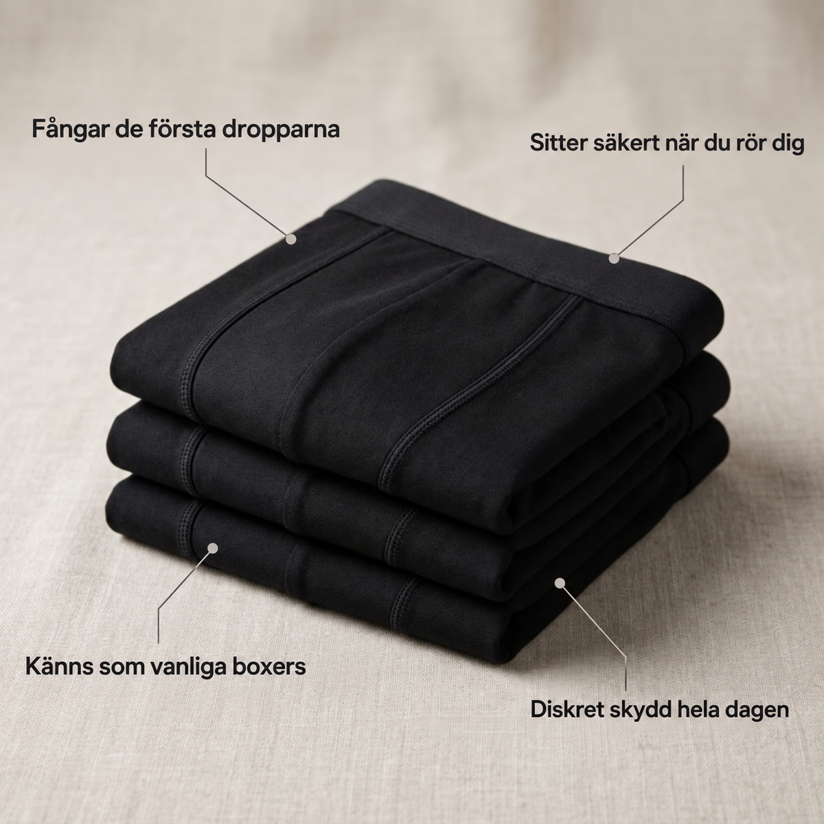 AlltidTorr™ Kalsonger – Fångar blåsläckage innan de når byxorna
